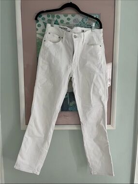 J. Crew White Straight-Leg High-Rise Jeans